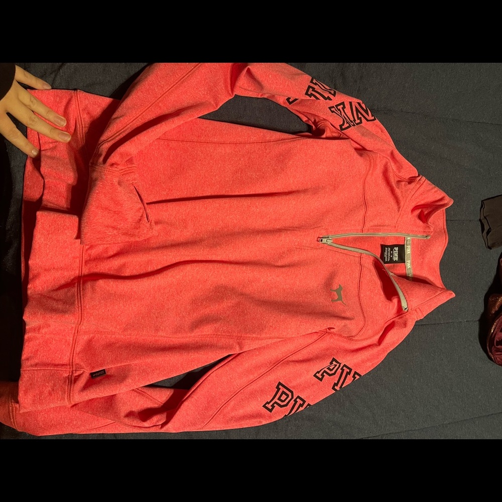 PINK sports sweatshirt crew. Crewneck half zip
